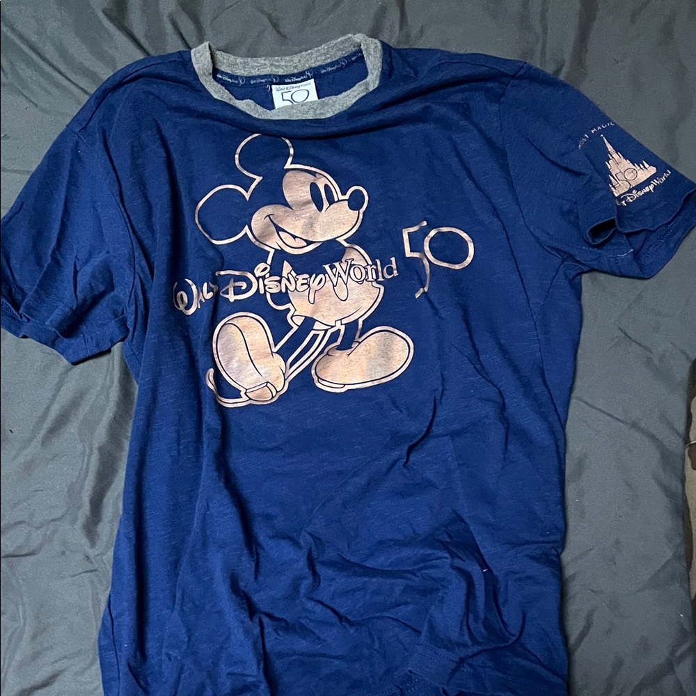 Disney Navy Tee with Rose Gold Mickey Graphic